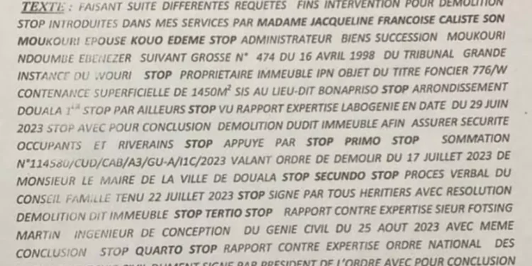 CAMEROUN : Démolition